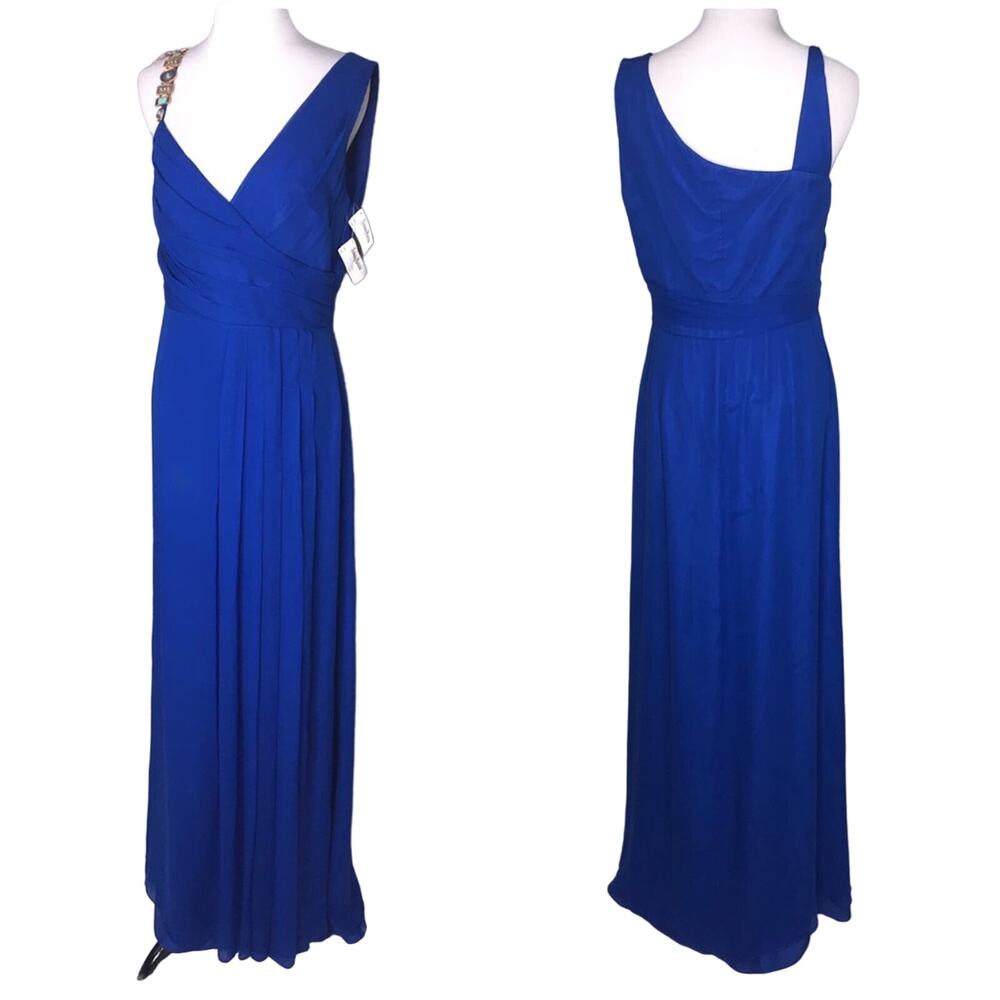 Kay Unger Blue Silk Maxi Dress Neiman Marcus NWT